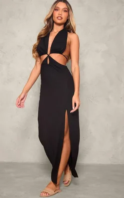Black Halterneck Backless Maxi Dress