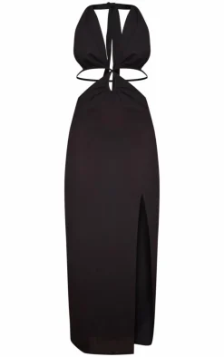 Black Halterneck Backless Maxi Dress