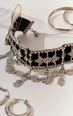 Black Heavy Embellished Statement Choker