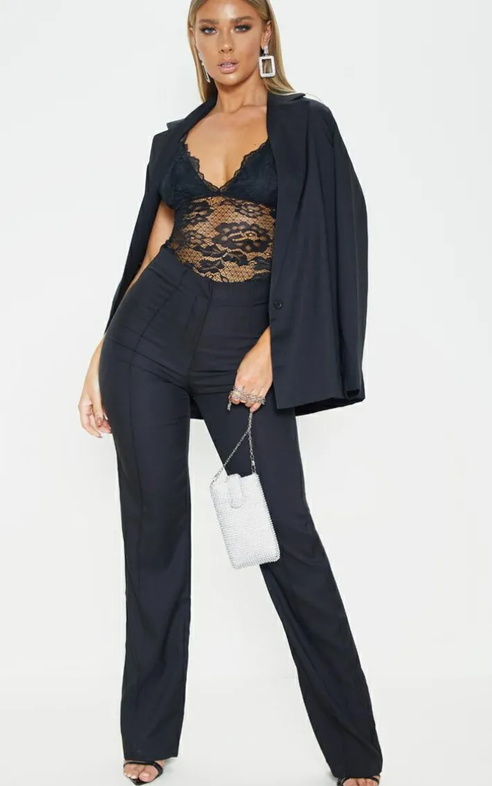 Black High Waisted Straight Leg Pants