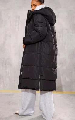 Black Hooded Maxi Puffer Coat