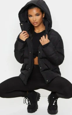 Black Hooded Puffer Jacket
