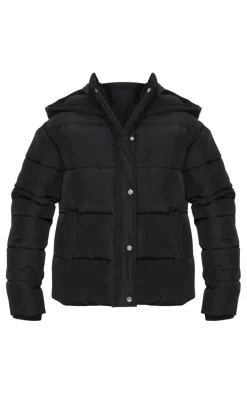Black Hooded Puffer Jacket