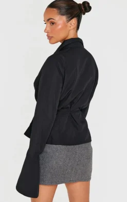 Black Hook And Eye Flare Sleeve Shirt