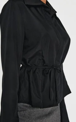 Black Hook And Eye Flare Sleeve Shirt