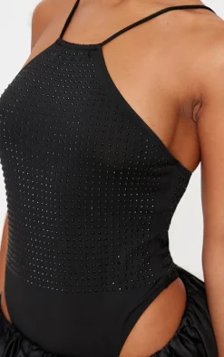 Black Hot Fix Cross Back Bodysuit