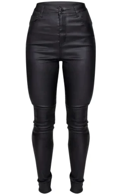 Black Hourglass Coated Skinny Jeans