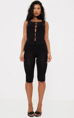 Black Jersey Capri Leggings