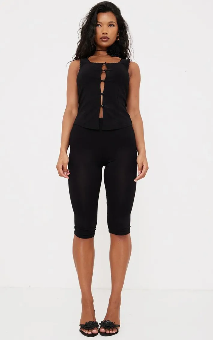 Black Jersey Capri Leggings