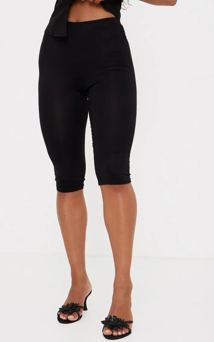 Black Jersey Capri Leggings