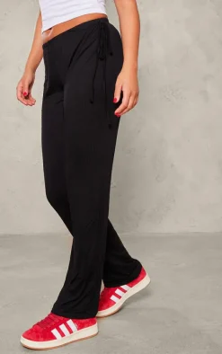 Black Jersey Tie Waist Pants