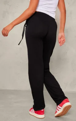 Black Jersey Tie Waist Pants