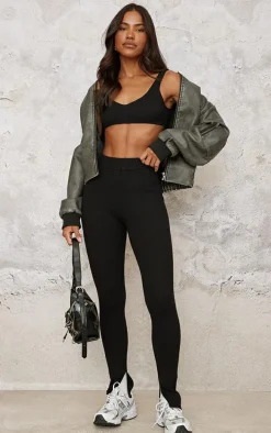 Black Knitted Ribbed Bralet