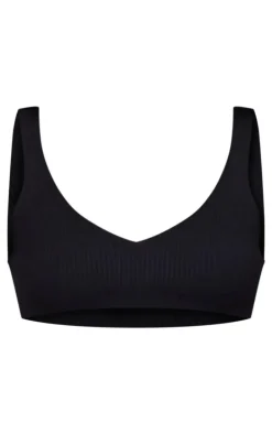 Black Knitted Ribbed Bralet