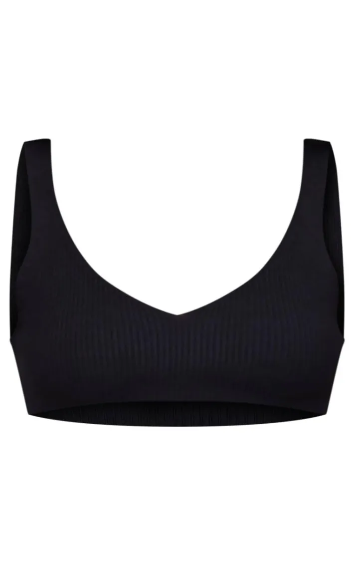 Black Knitted Ribbed Bralet