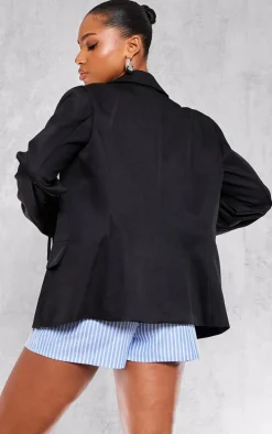 Black Lace Up Sleeve Blazer