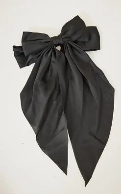 Black Large Satin Bow Hair Clip