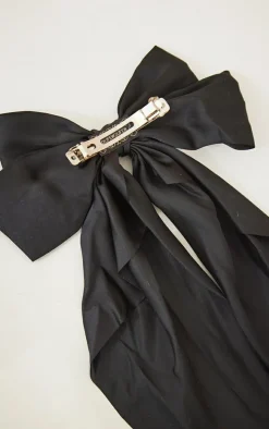 Black Large Satin Bow Hair Clip