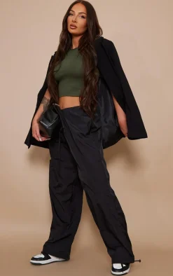 Black Lightweight Parachute Pocket Detail Toggle Cargo's