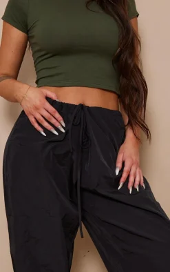 Black Lightweight Parachute Pocket Detail Toggle Cargo's