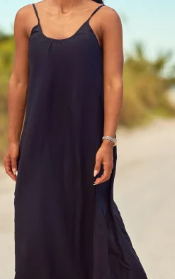 Black Low Back Oversized Maxi Beach Dress