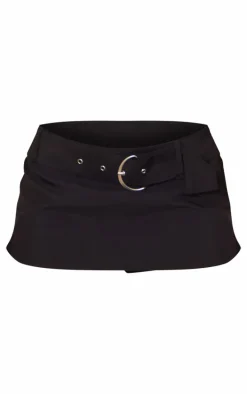 Black Marl Woven Belted Micro Skort