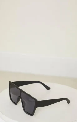 Black Matte Oversized Square Frame Sunglasses