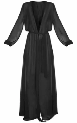 Black Maxi Belted Beach Kimono