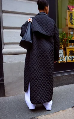 Black Maxi Quilted Coat