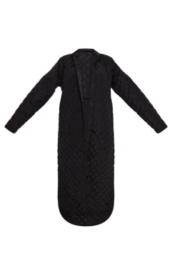 Black Maxi Quilted Coat