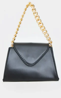 Black Mini Envelope Gold Chain Grab Bag