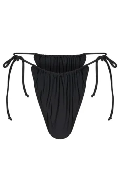 Black Mix & Match Mini Ruched Tie Side Bikini Bottoms