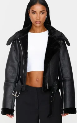 Black Multi Zip Cropped Aviator