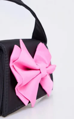 Black Nylon Oversized Bow Mini Bag