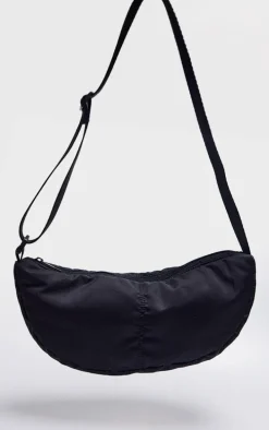 Black Nylon Simple Cross Body Bag