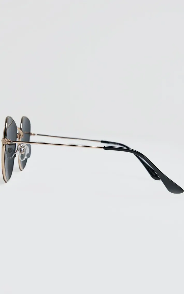 Black On Gold Circular Sunglasses