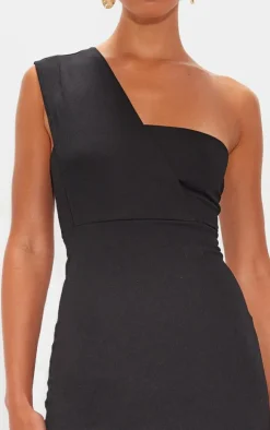 Black One Shoulder Fitted Maxi Dress