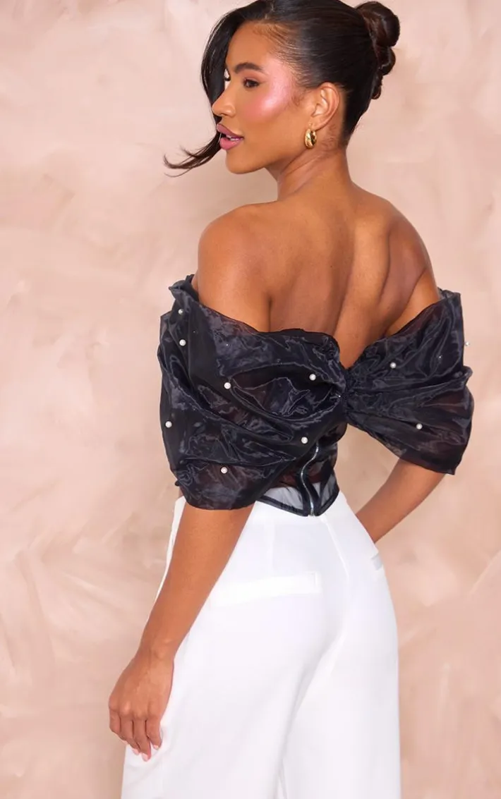 Black Organza Bow Corset