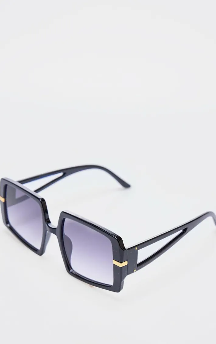 Black Oversized Square Lens Sunglasses