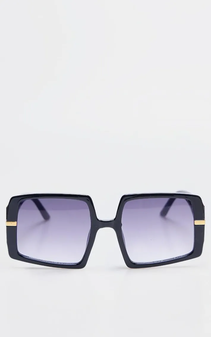 Black Oversized Square Lens Sunglasses