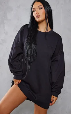 Black Oversized Sweatshirt Dress