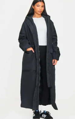 Black Padded Maxi Puffer Coat