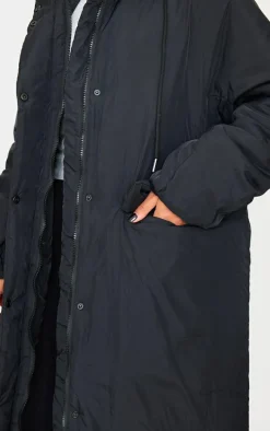 Black Padded Maxi Puffer Coat