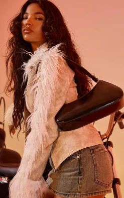 Black Patent Pu Asymmetric Shoulder Bag