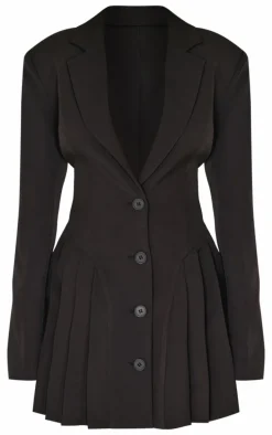 Black Pleated Blazer Mini Dress