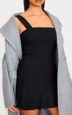 Black Pleated Shift Dress