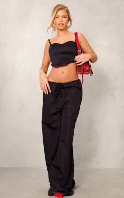 Black Pocket Detail Bengaline Corset