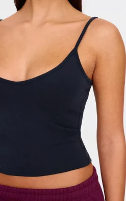 Black Premium Soft Touch V Neck Strappy Cami Top