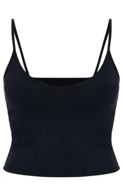 Black Premium Soft Touch V Neck Strappy Cami Top