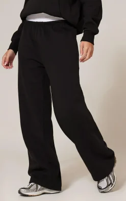 Black Premium Thin Waistband Straight Leg Sweat Sweatpants